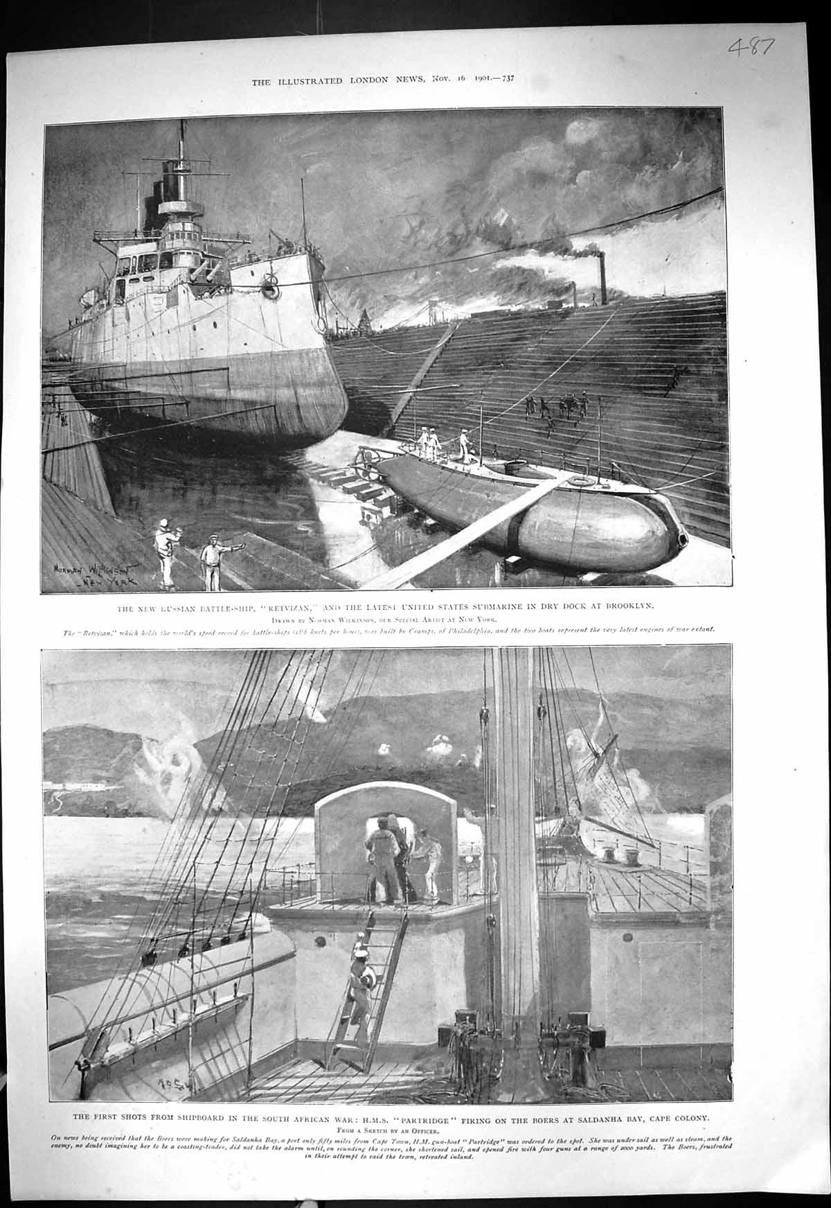 Old 1901 Russian Battle Ship Retvizan Brooklyn Partridge Saldanha Lor Victorian