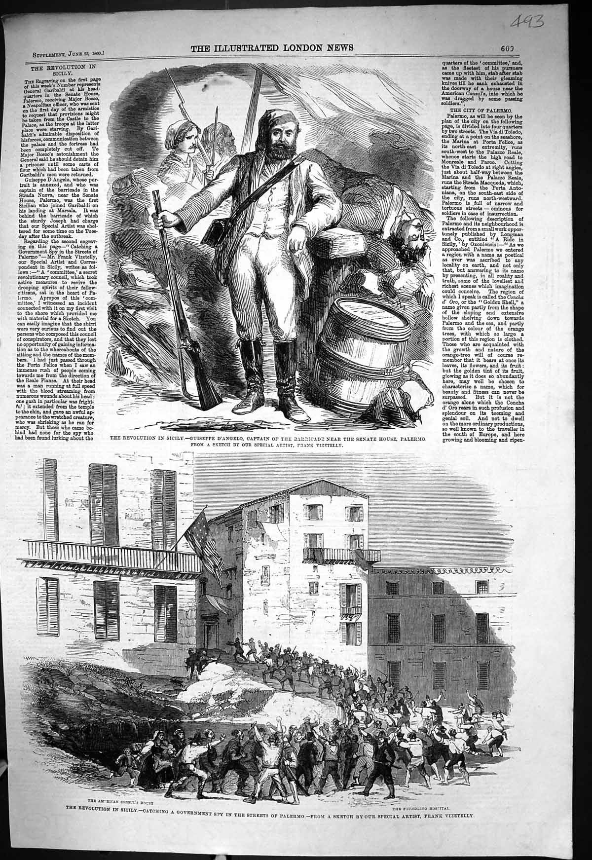 Old 1860 Sicily Guiseppe D'Angelo Captain Palermo Foundling Hospital Victorian