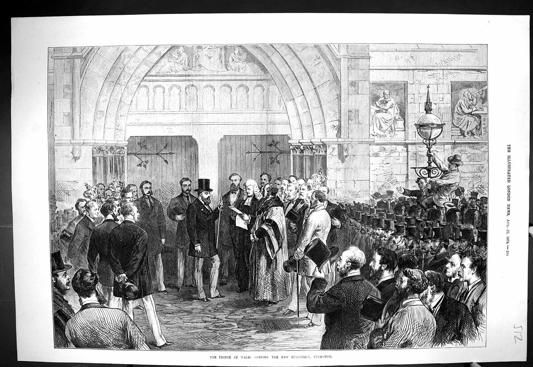 Old 1874 Prince Wales Guildhall Plymouth Singular Basaltic Column Col Victorian