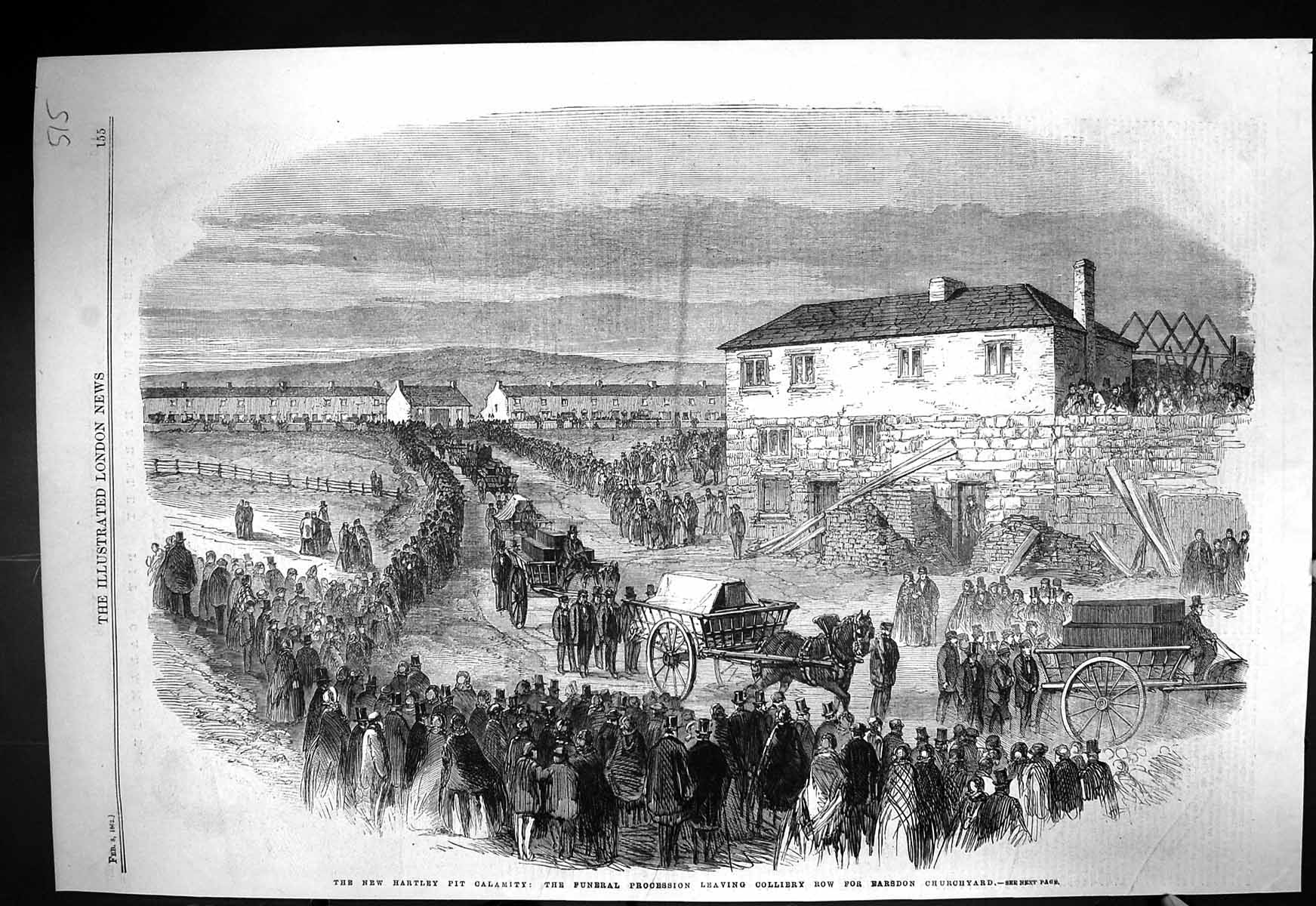 Old 1862 Hartley Pit Mining Funeral Procession Earsdon Davidson Ward Victorian