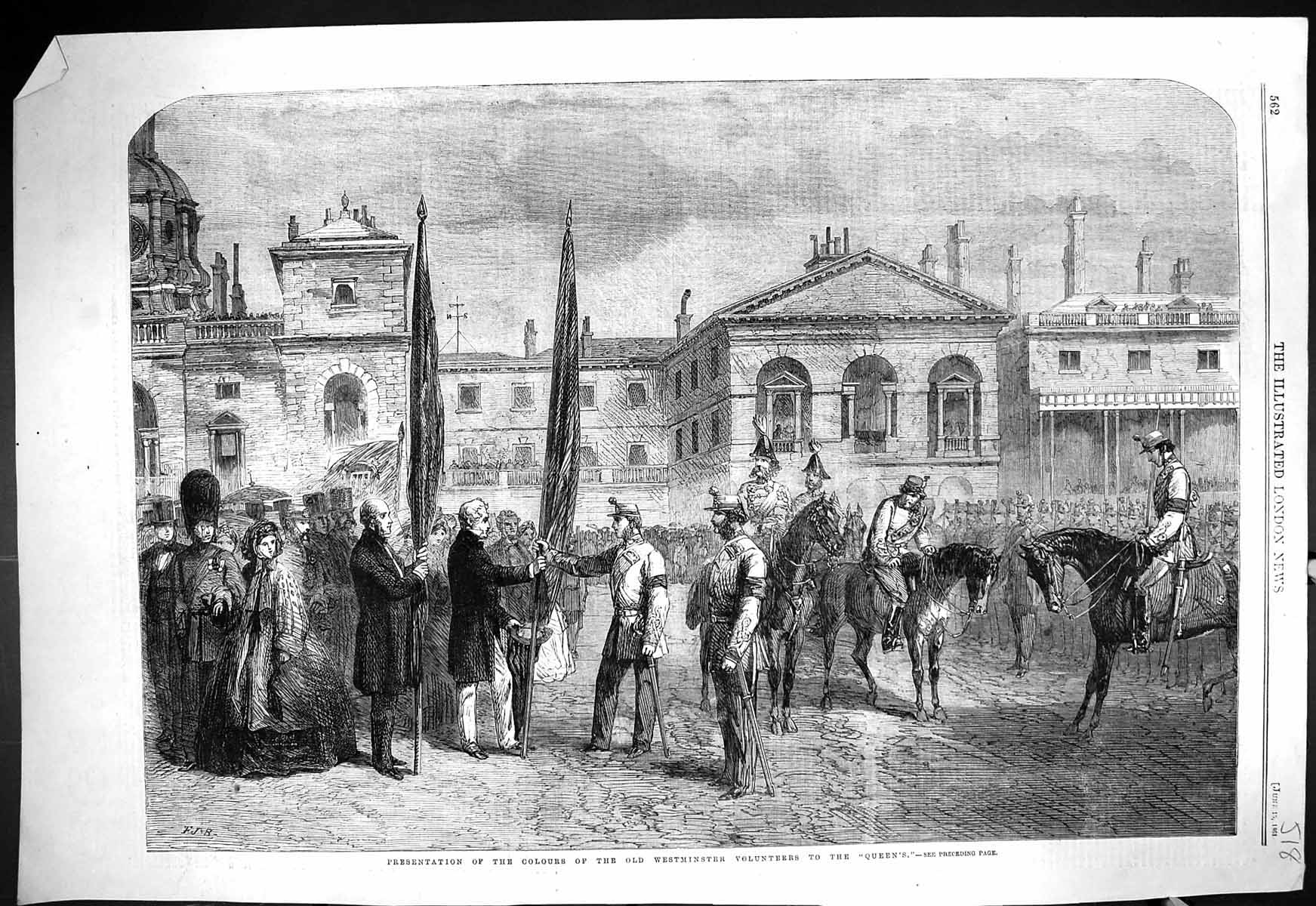 Old Print 1861 Presentation S Westminster Volunteers Chair Philip Sydney 19th