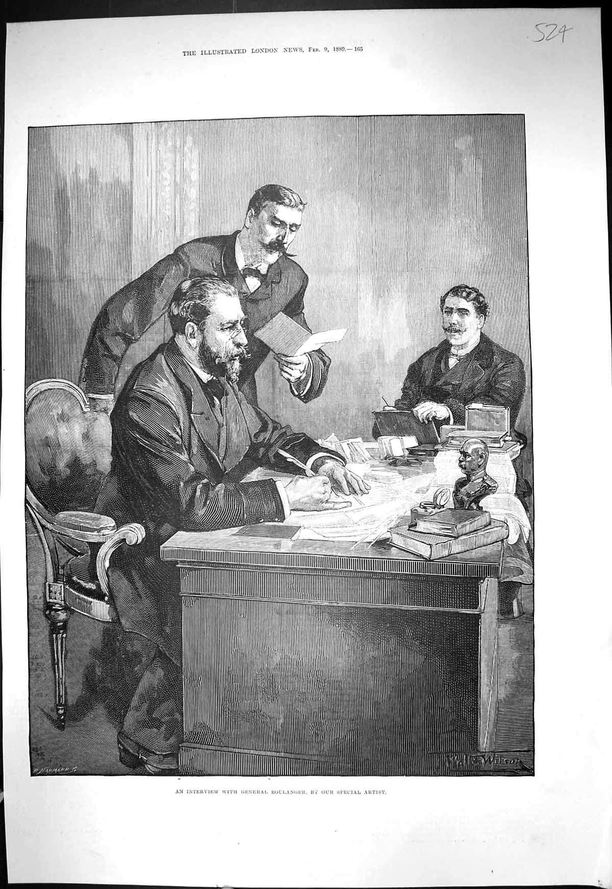 Antique Old Print 1889 Interview General Boulanger Wilson Fine Art Portrait