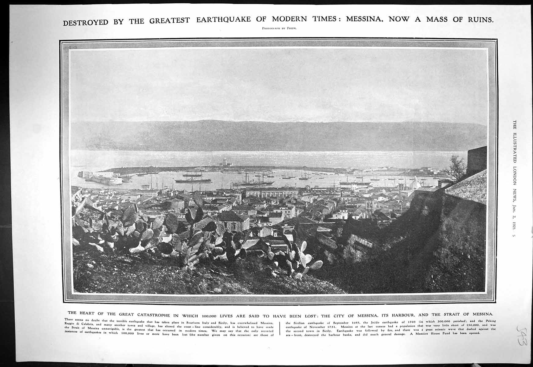 Old 1909 Earthquake Messina Harbour Ships Italy Lecot Antioch Ree Yor 20th
