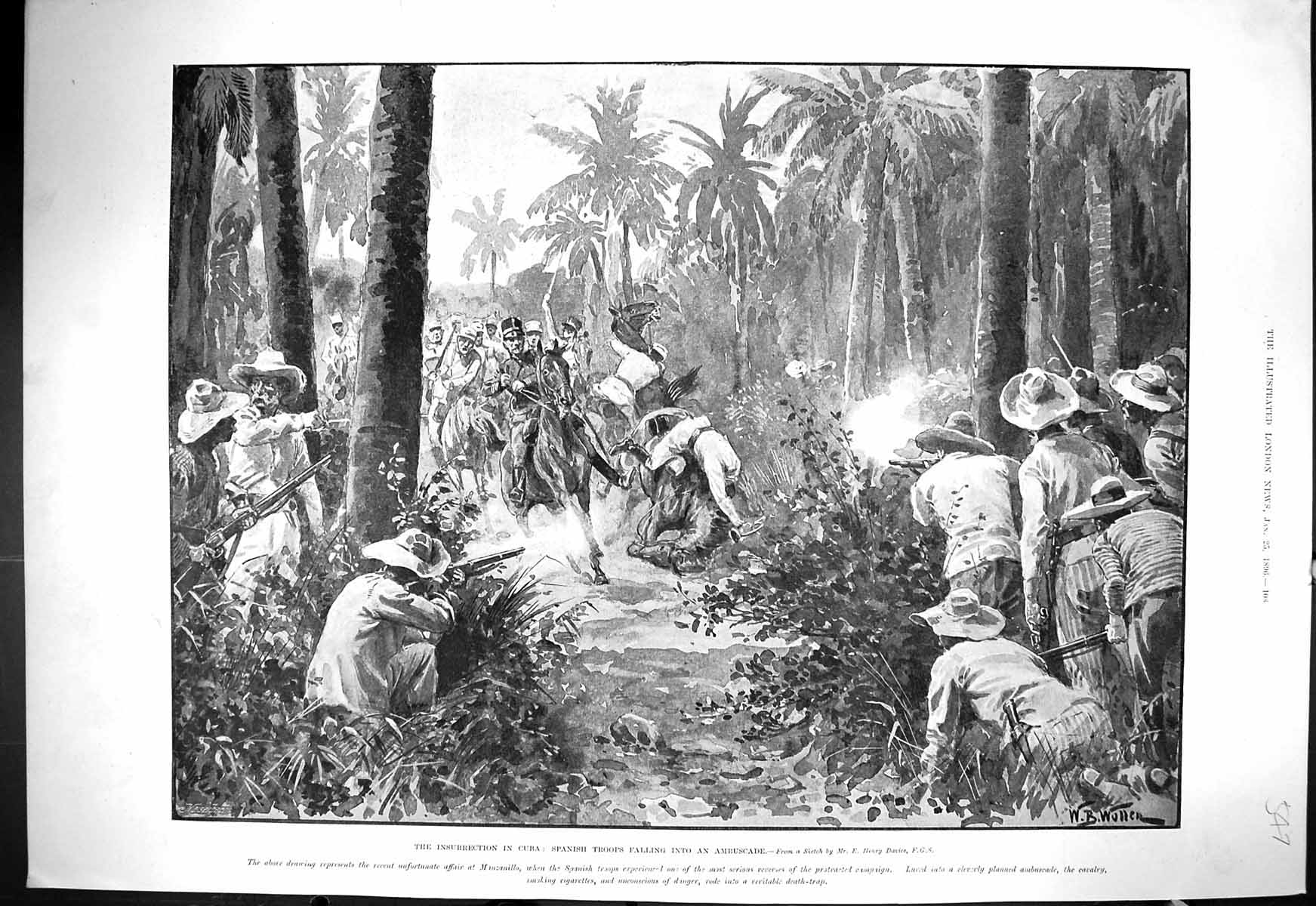 Old 1896 Cuba Spanish Troops Ambuscade Manzanillo Ely Cathedral Archi Victorian