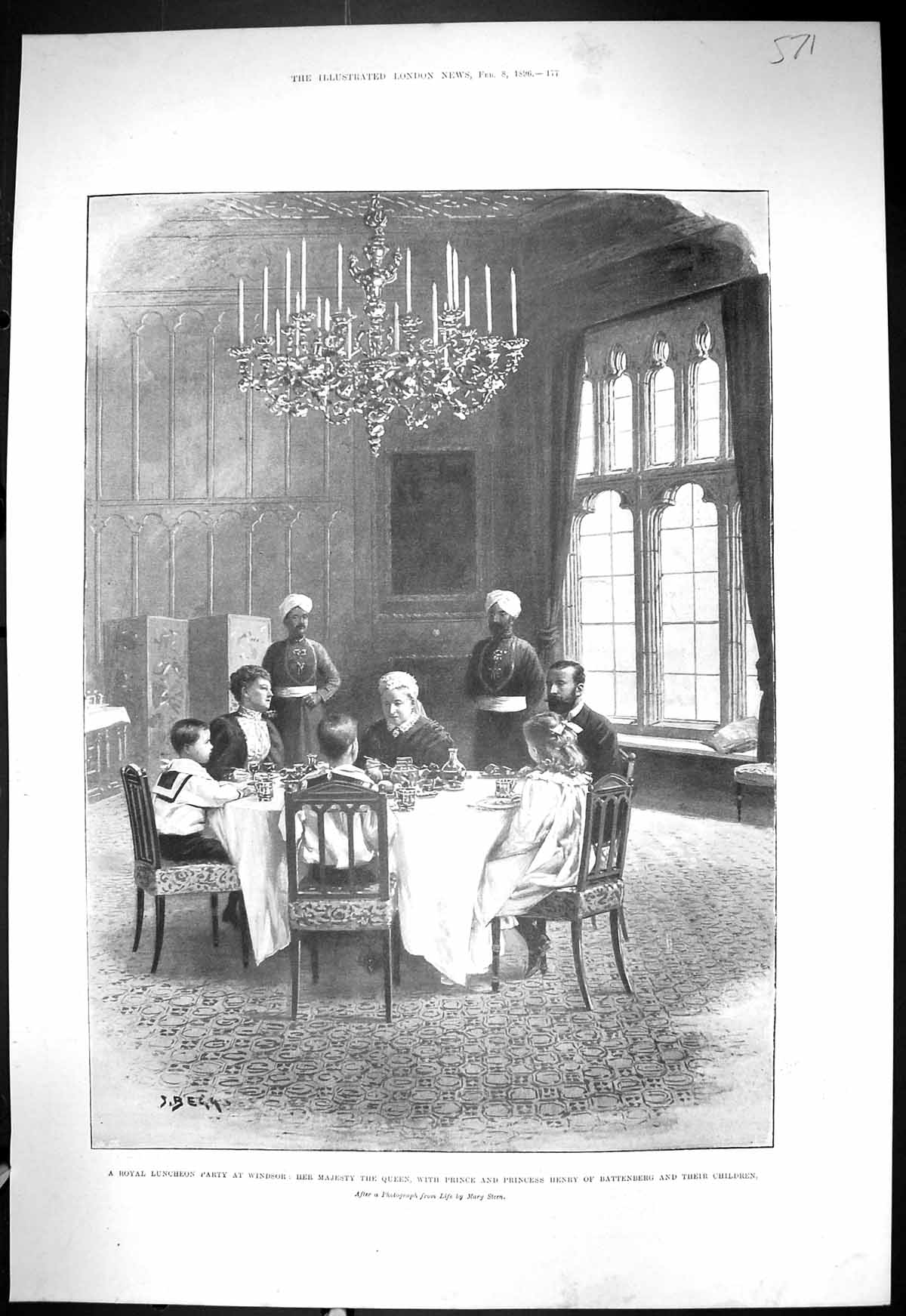 Old 1896 Lunch Party Windsor Queen Prince Henry Battenberg Mail Cue M Victorian