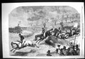 Antique Print 1860 Northampton Steeplechase Military GCup Horses Monument W