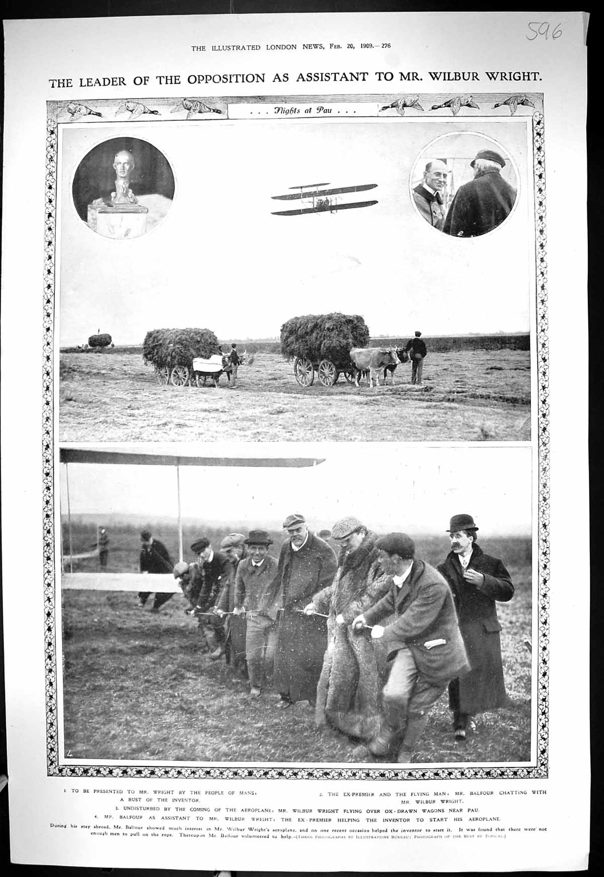 Old 1909 Wilbur Wright Mans Balfour Aeroplane Pau Guildhall Berlin Ha 20th