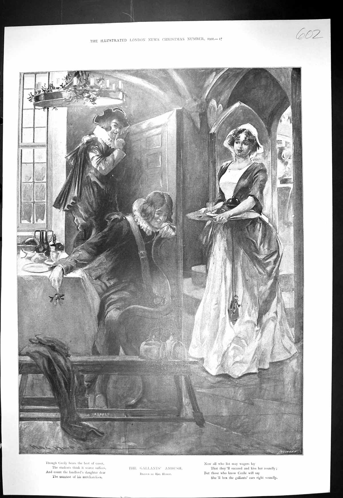 Antique Old Print 1901 Gallants Ambush Hal Hurst Law Order Man Gun Woodville