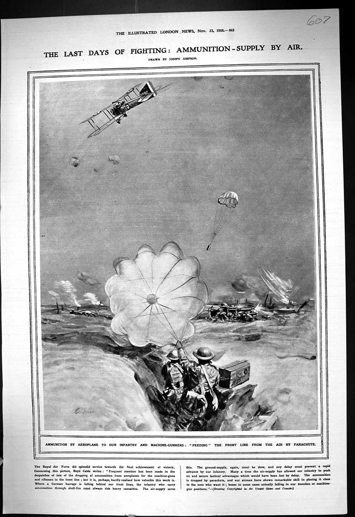 Old 1918 Ammunition Aeroplane Parachute Beatty Ship Meurer Queen Eliz 20th