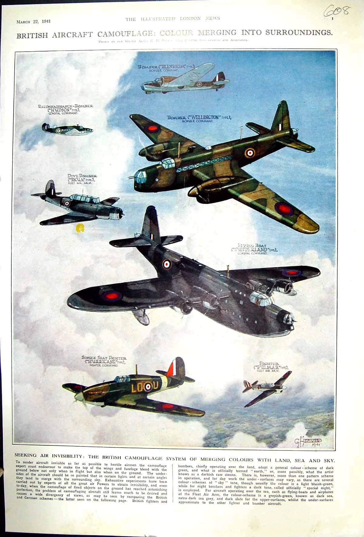 Old 1941 War British Aircraft Hudson Wellington Hurricane German Bomb 20th