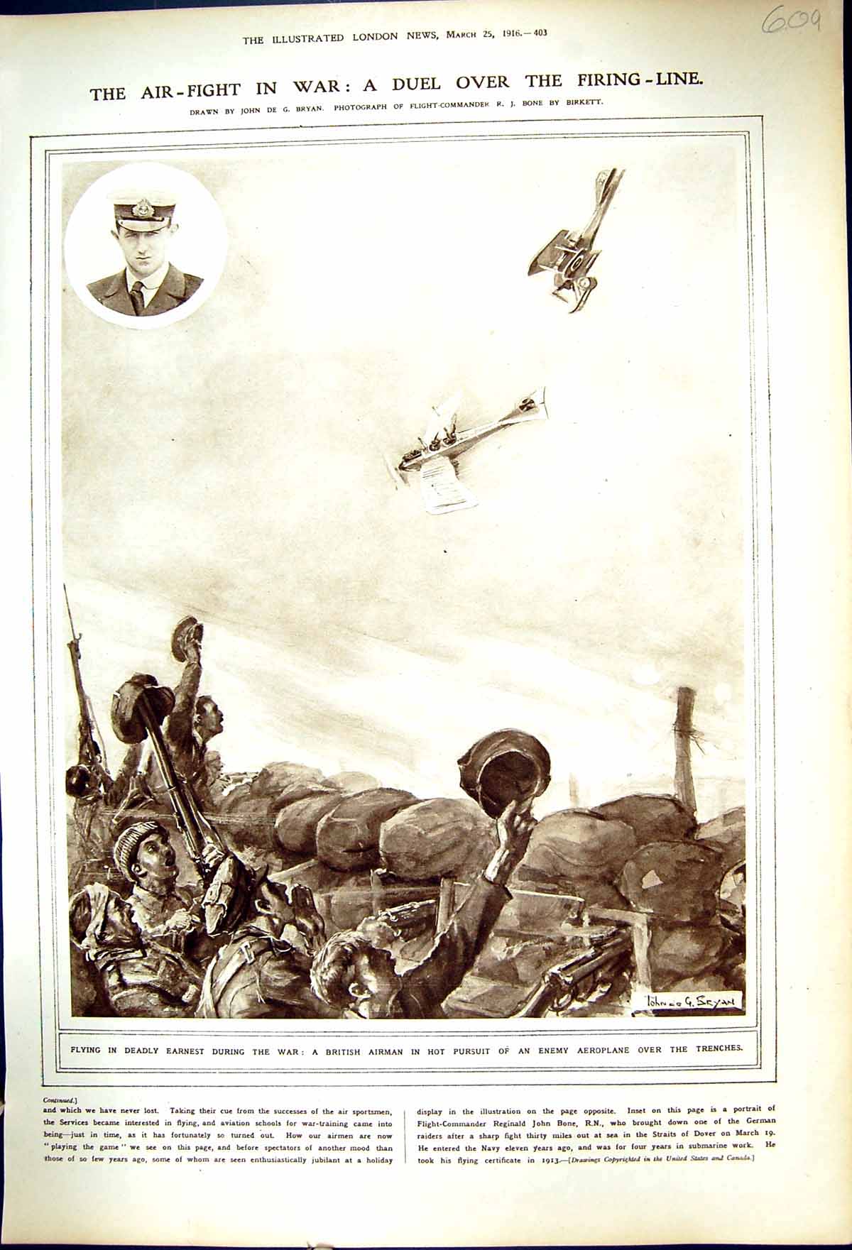 Old 1916 British War Airman Enemy Airplane Trenches Bone Air-Torpedoe 20th
