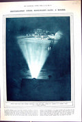 Old Print 1918 Searchlight Bombing Aeroplane French Aerodrome Siers Fran 20th