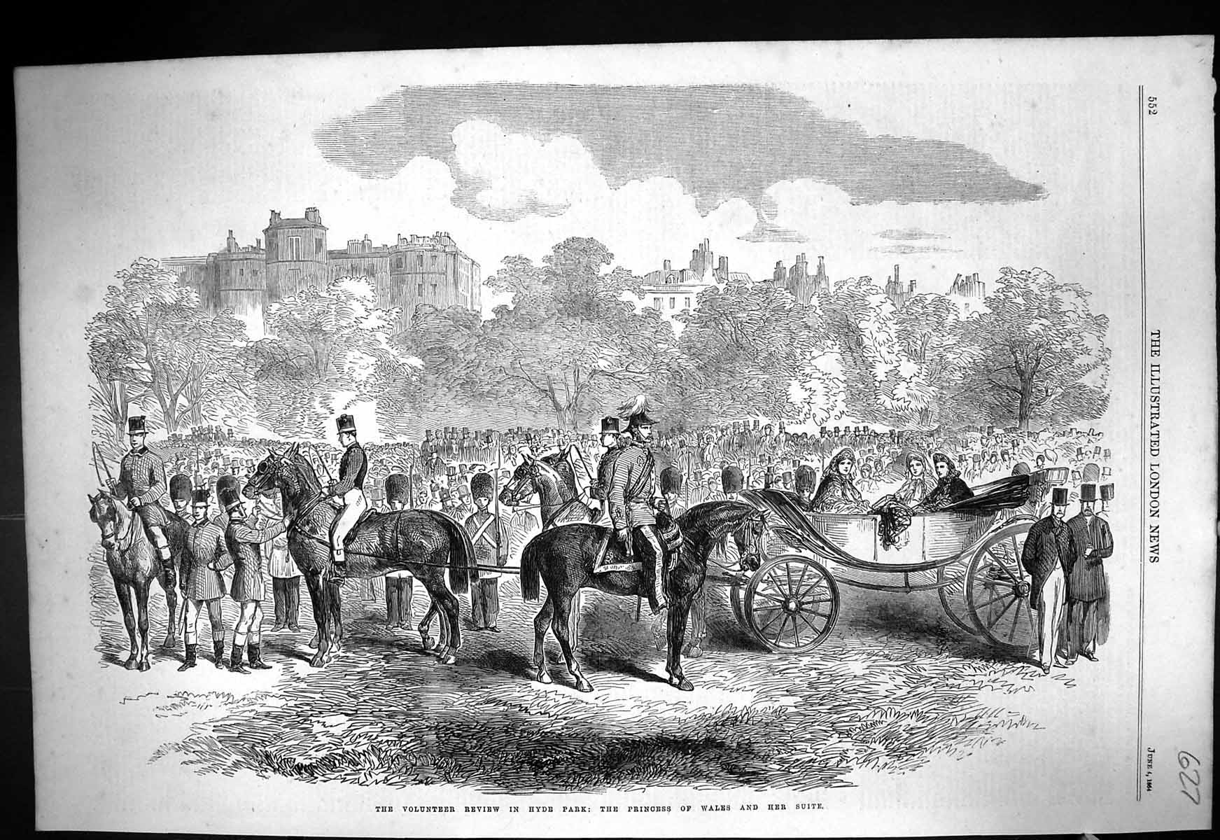 Old 1864 Volunteer Review Hyde Park Princess Wales War Trophies King Victorian