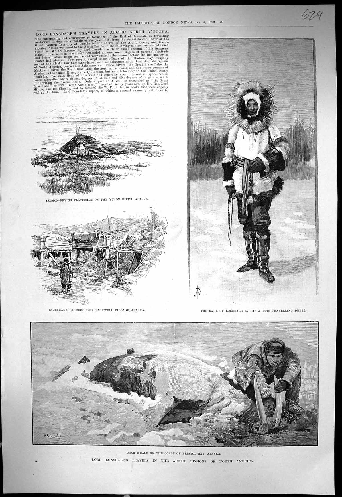 Old 1890 Earl Lonsdale Arctic Dead Whale Bristol Bay Alaska Rev. Jose Victorian