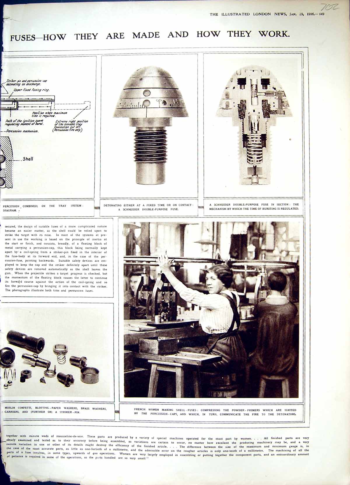 Old 1916 Shell Fuses French Women Munition Workers Navy Ship America 20th