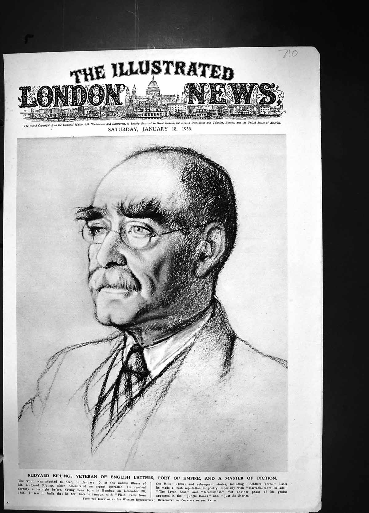 Old Print 1936 Rudyard Kipling Poet Roosevelt Houses Congress Washington 20th