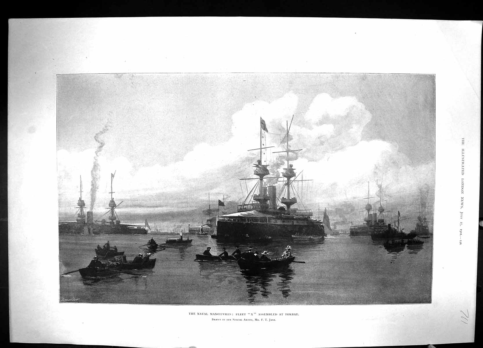 Old 1901 Naval Manoeuvres Fleet X Ships Torbay Wireless Telegraphy Ro 20th