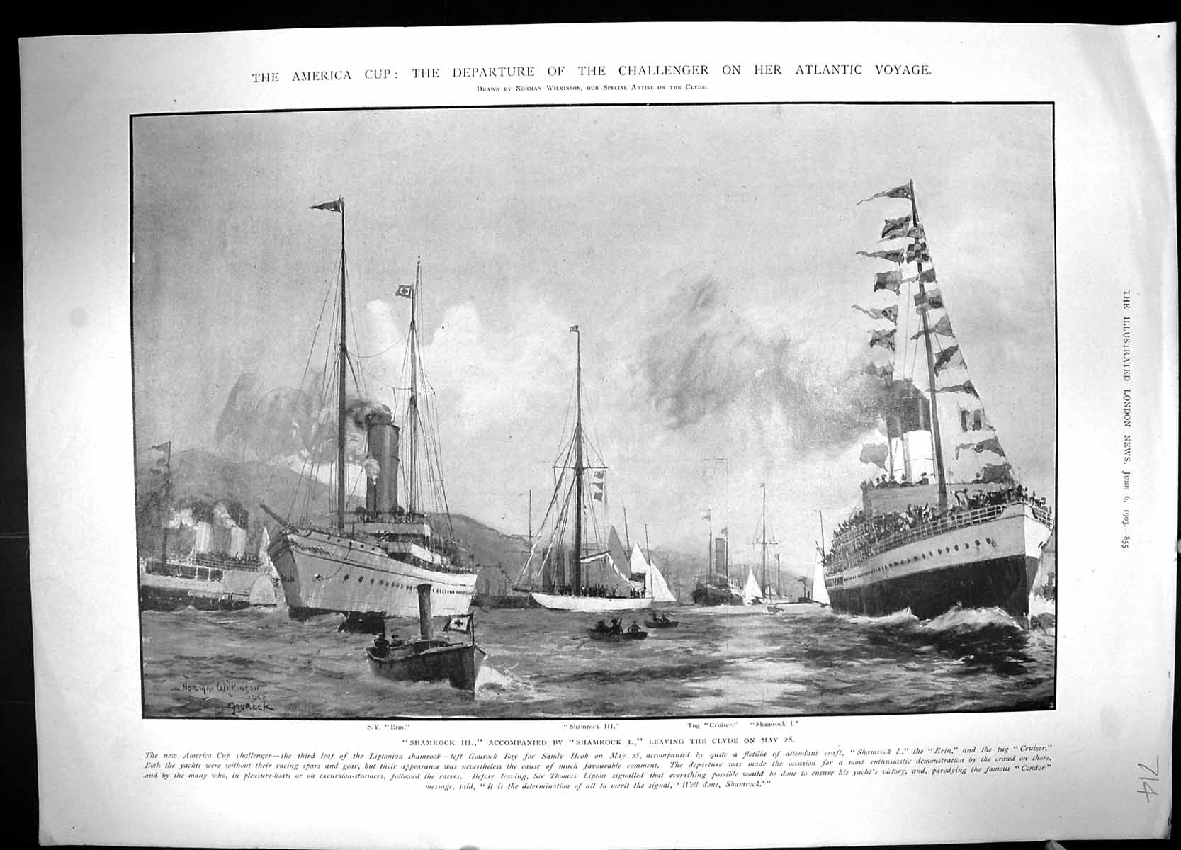 Old 1903 America Cup Shamrock Erin Cruiser Clyde Hutton Atkinson-Will 20th