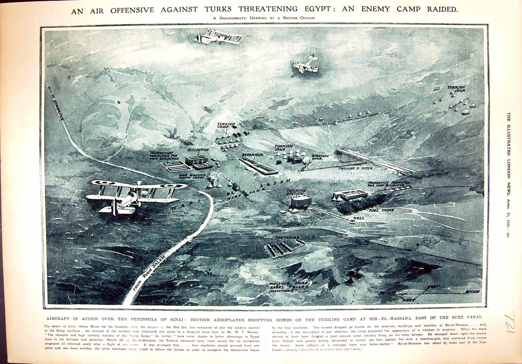 Old 1916 War Aircraft Peninsula Sinai Turkey Bir-El-Hassana German Fo 20th