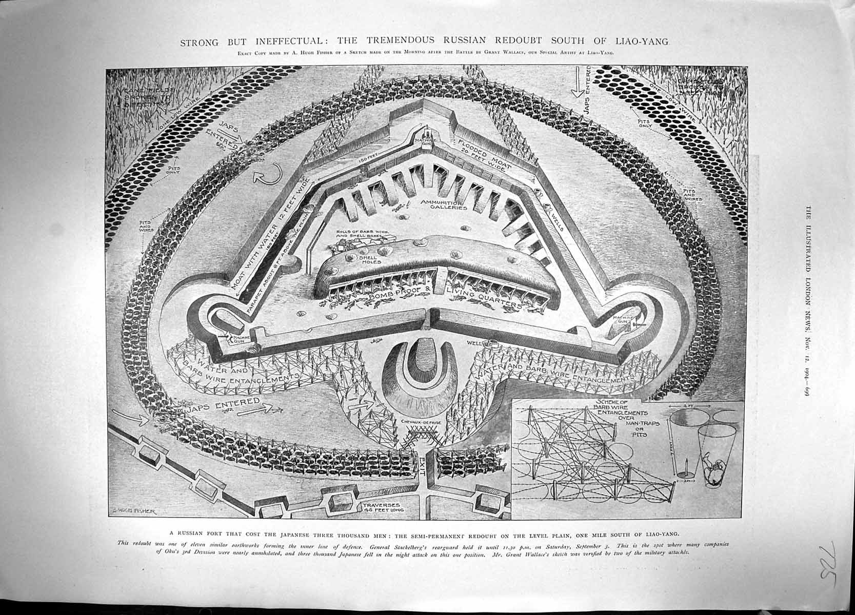 Old 1904 Russian Fort Semi-Permanent Redoubt Liao-Yang Japan War Budd 20th