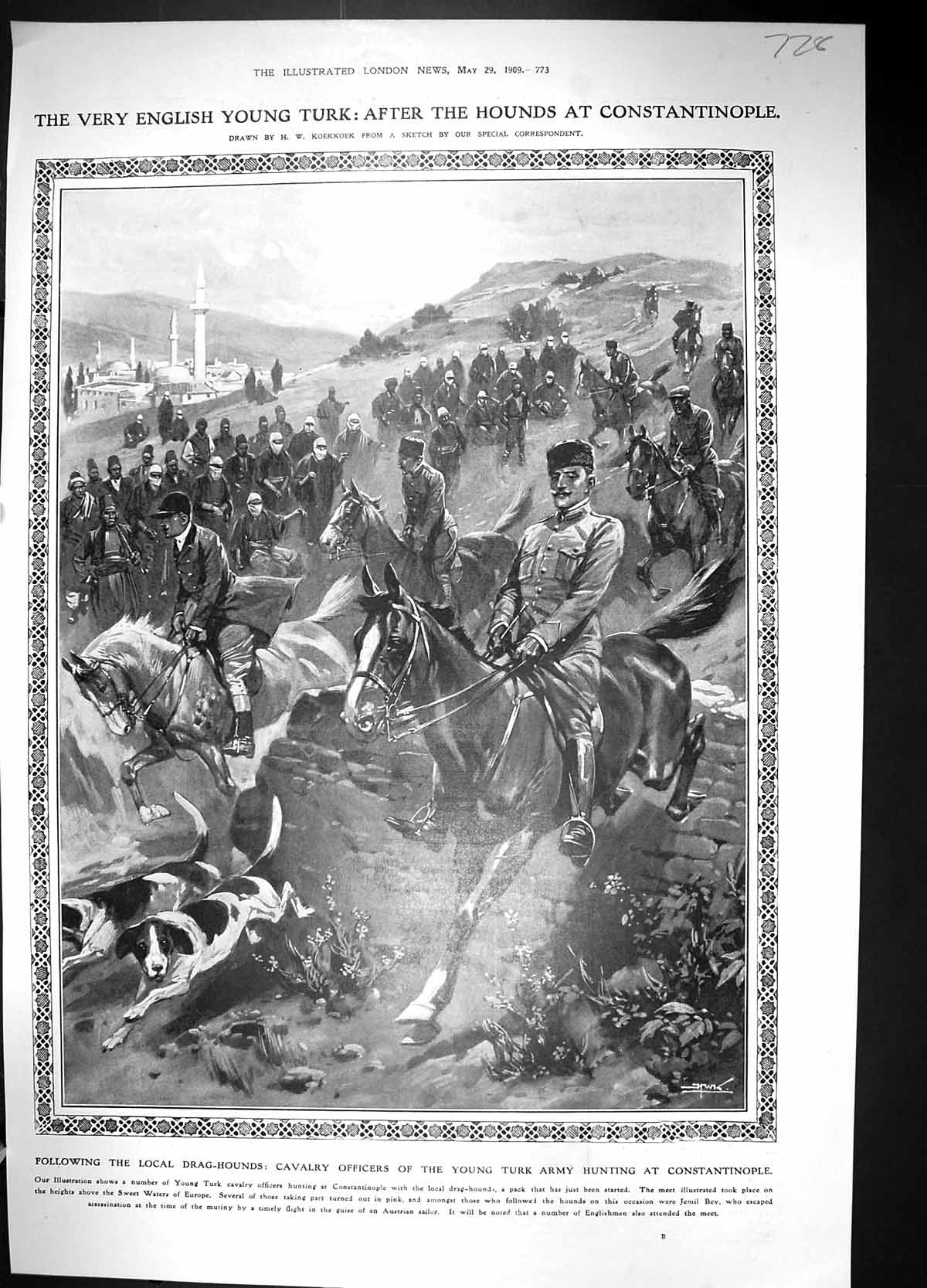 Old 1909 Turkish Army Constantinople Hunting Hounds Francis Turpins M 20th