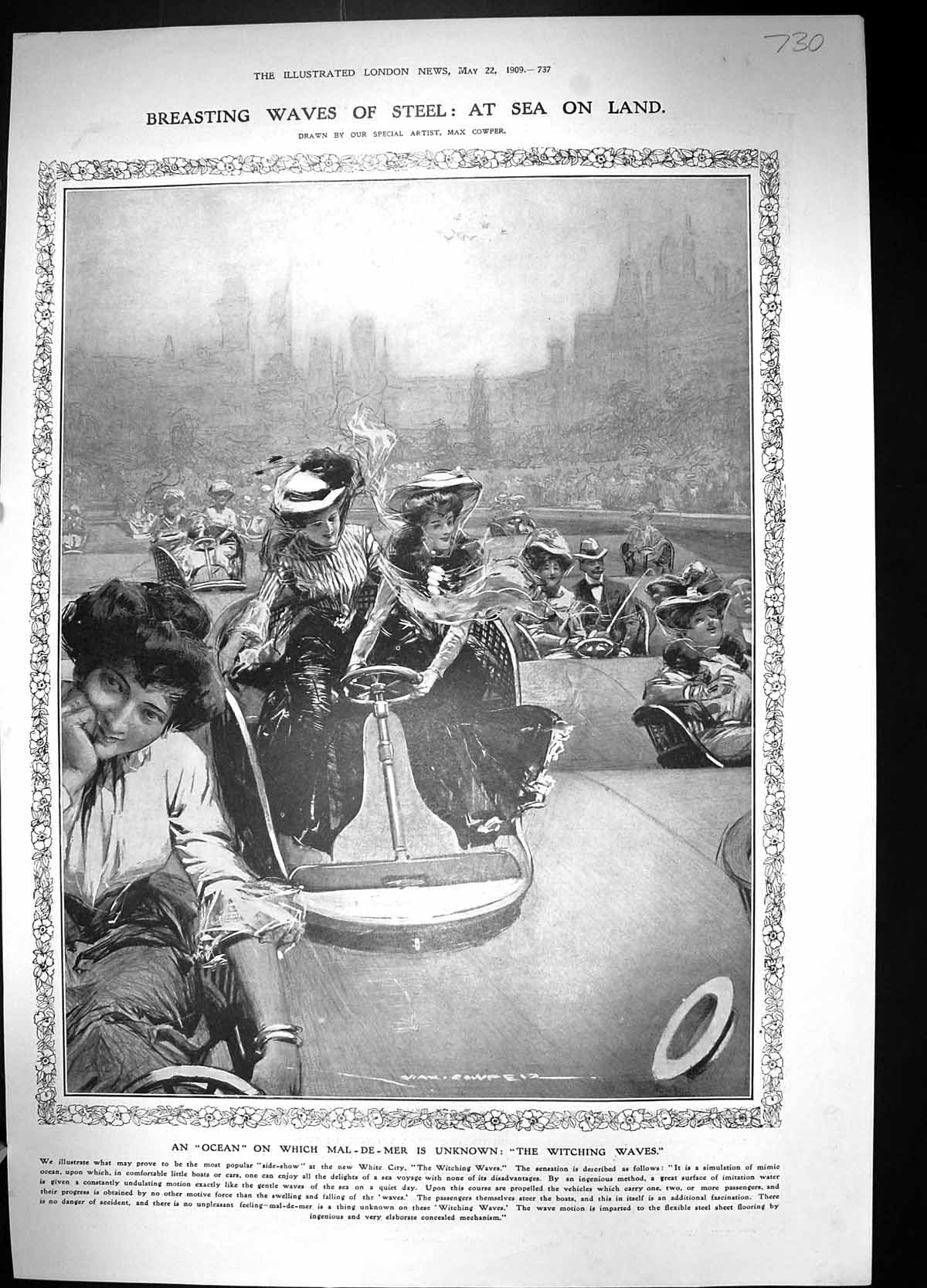 Old 1909 Side-Show Witching Waves Cars Turkish Fleet Ships Messudiyeh 20th