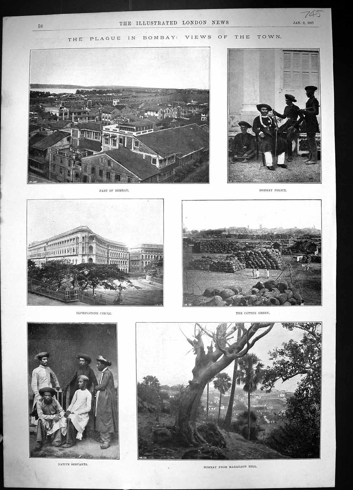 Old 1897 Plague Bombay Police Elphinstone Mazagaon Carrington KnightVictorian