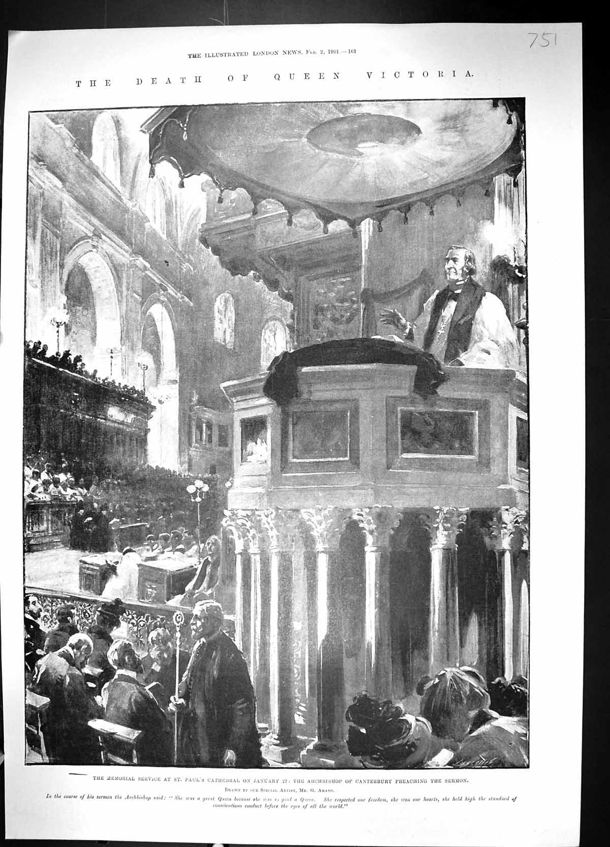 Old *6120 1901 Death Queen Victoria St. Paul'S Cathedral Archbishop C