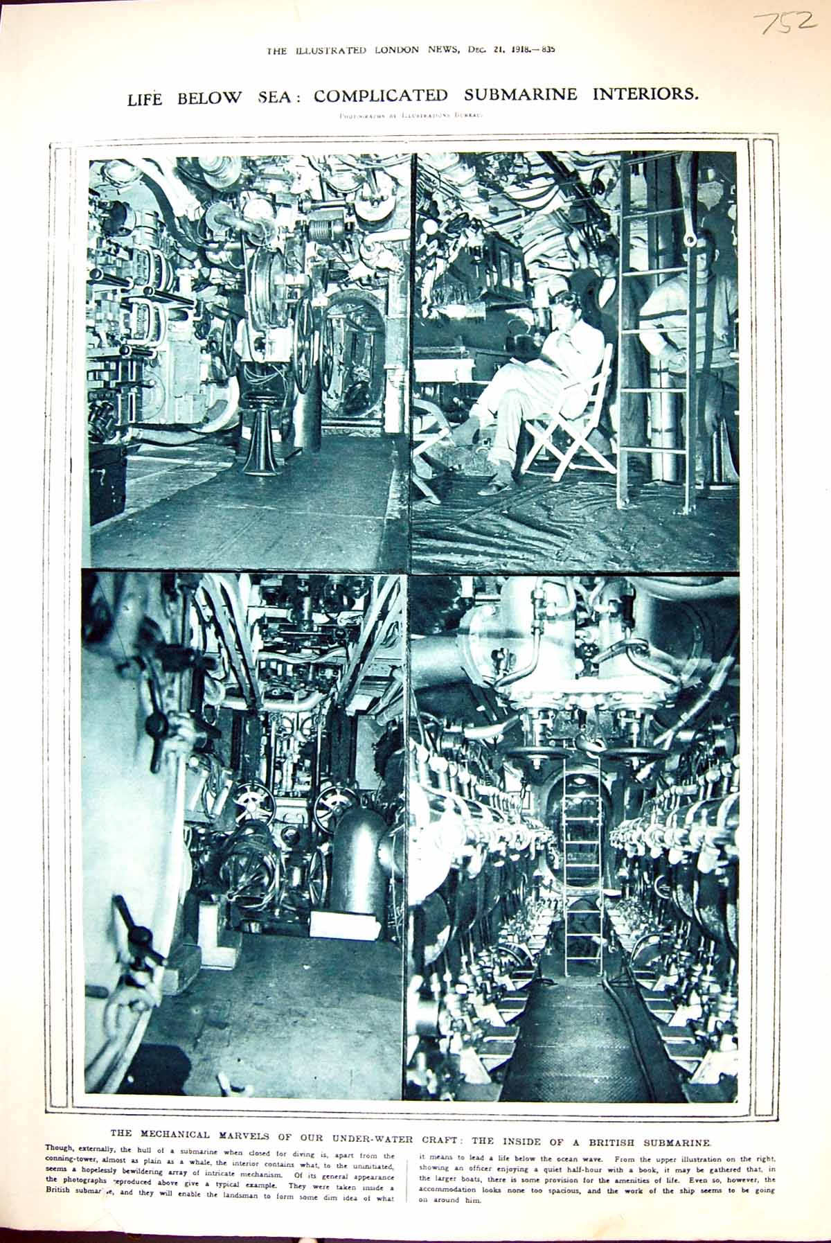 Old 1918 Inside British Submarine Artillery R.F.A. Mons-Charleroi Mon 20th