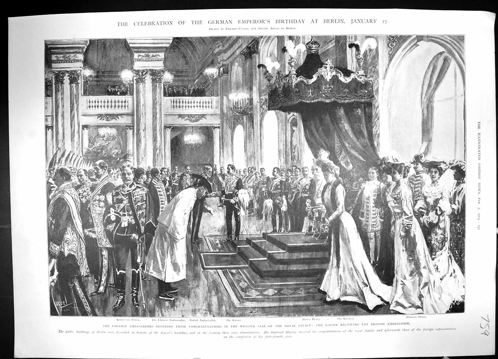 Old 1903 German Emperor Birthday Bulow Kaiser Prince Henry Saal Dalny 20th