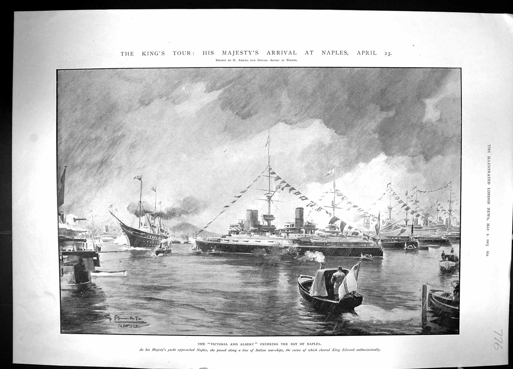 Old 1903 Victoria Albert Ship Bay Naples Shamrock Reliance America Cu 20th