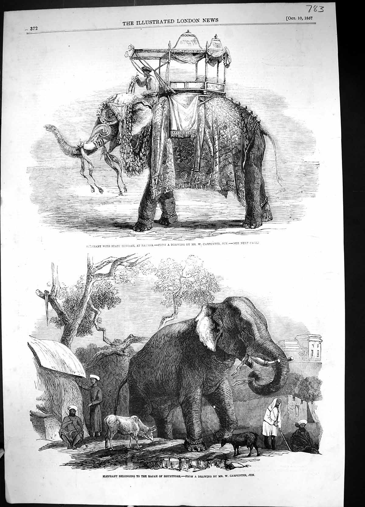 Old 1857 Elephant Howdah Baroda Rajah Bhurtpore Java Volcanic Rocks T 19th