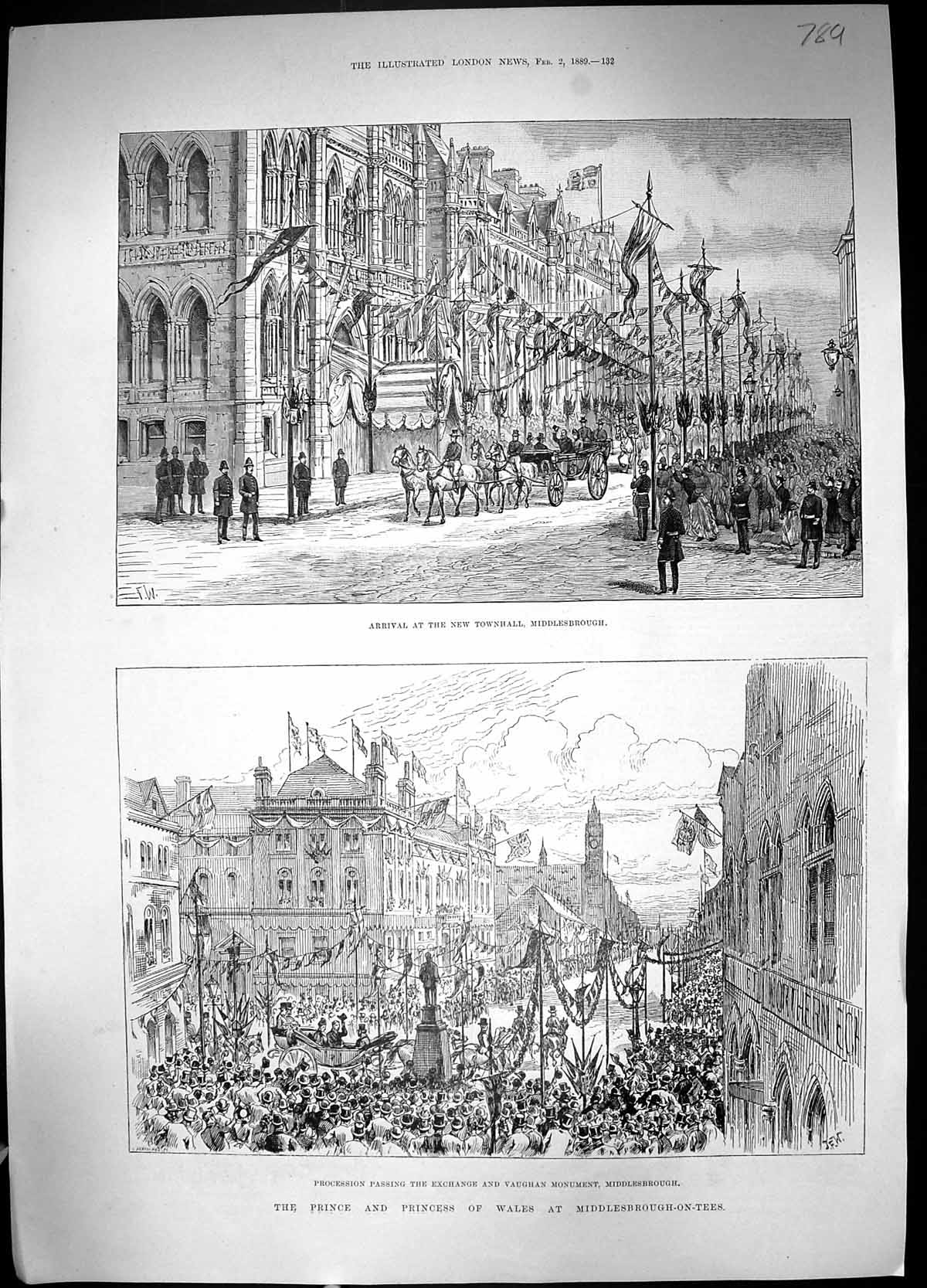 Old 1889 Prince Wales Middlesborough Vaughan Monument Hoskins Dixon A 19th