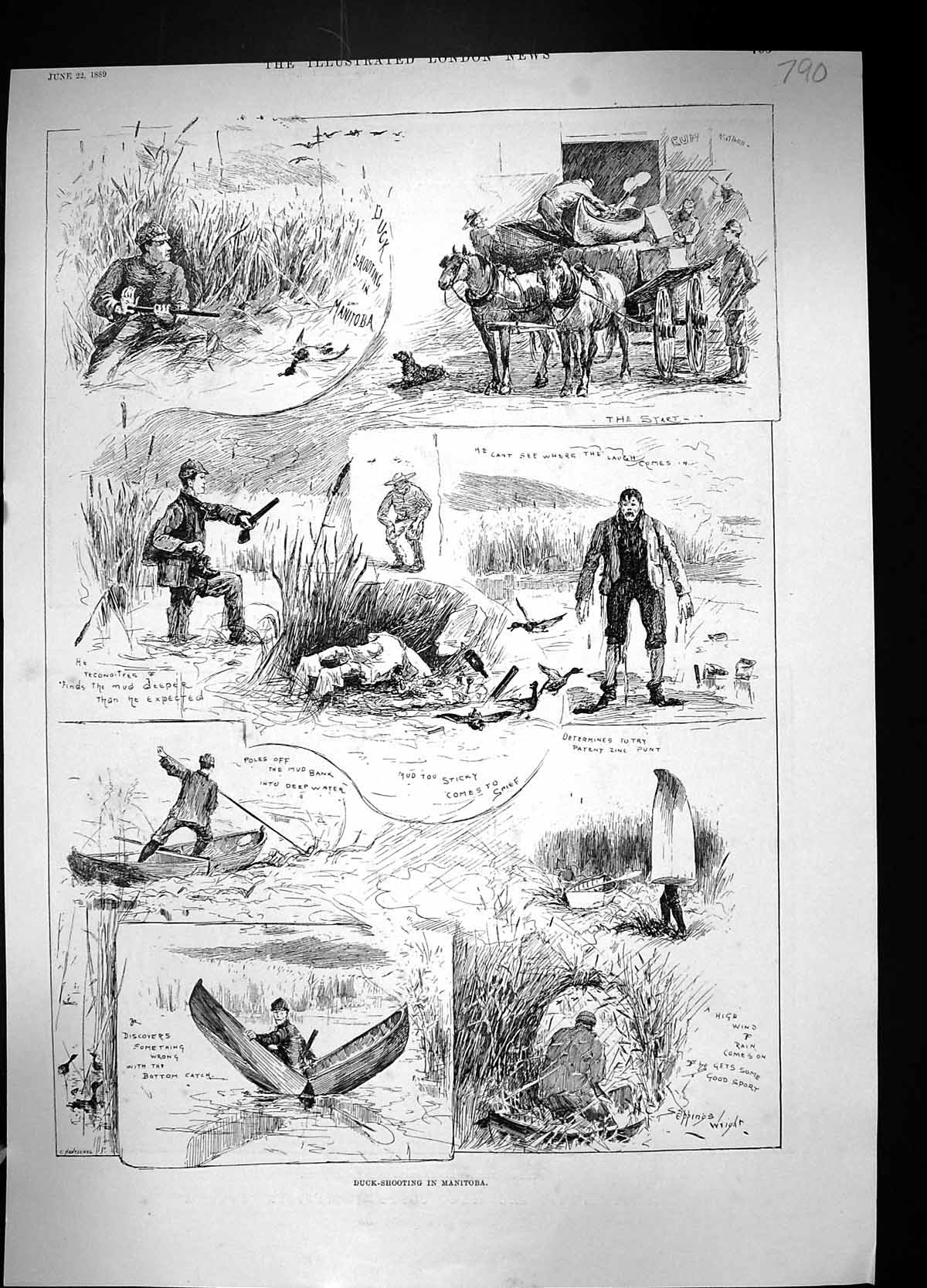 Old 1889 Duck Shooting Manitoba Sport Burmah Archbishop Carriage Pouk 19th