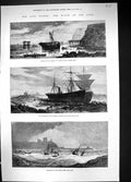 Old 1877 Storm Tyne Ship Wreck Albion Claremont Fenella Imperial Stan 19th