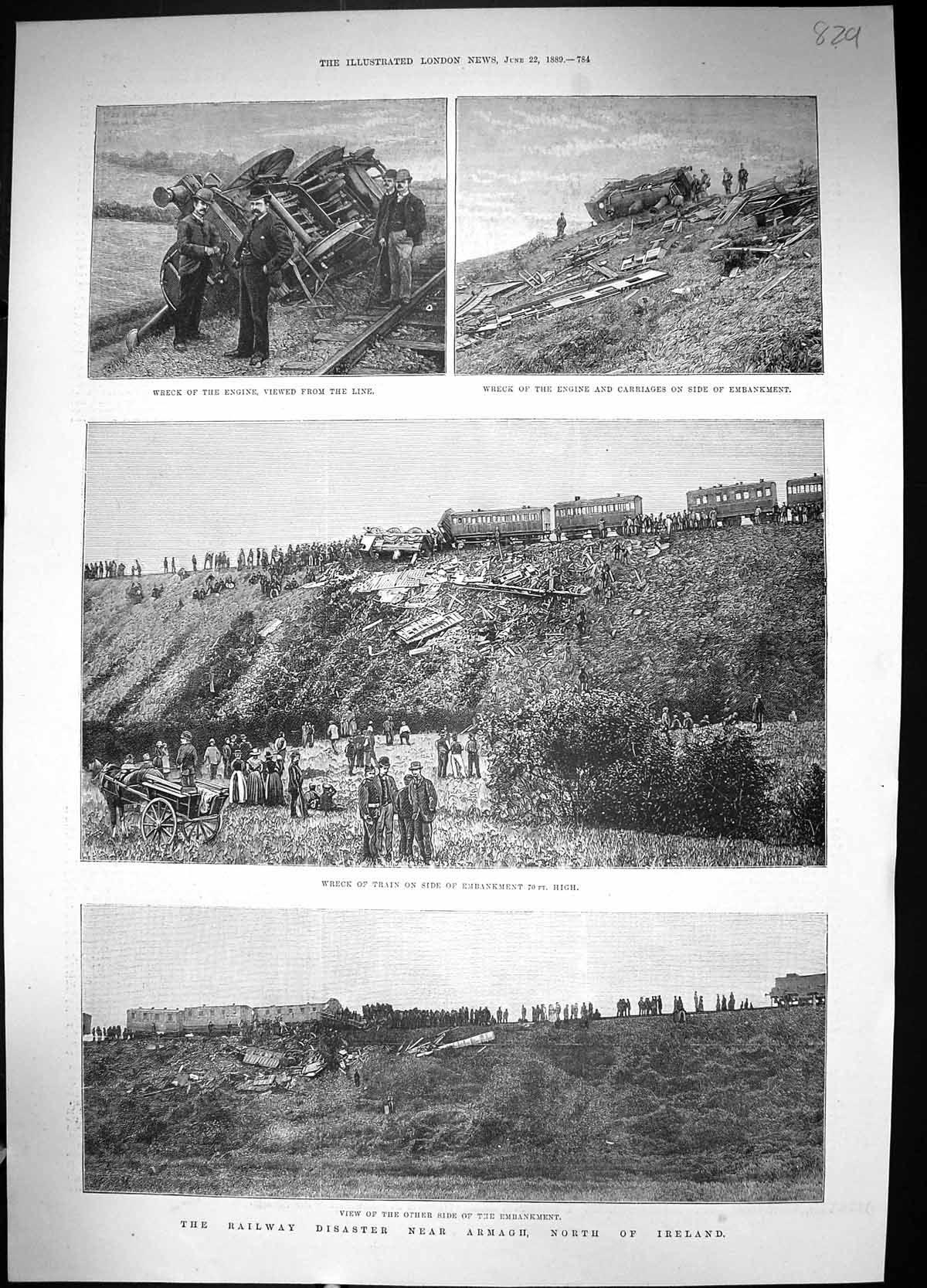 Old 1889 Railway Train Crash Armagh Ireland Flores Island QuarantineVictorian