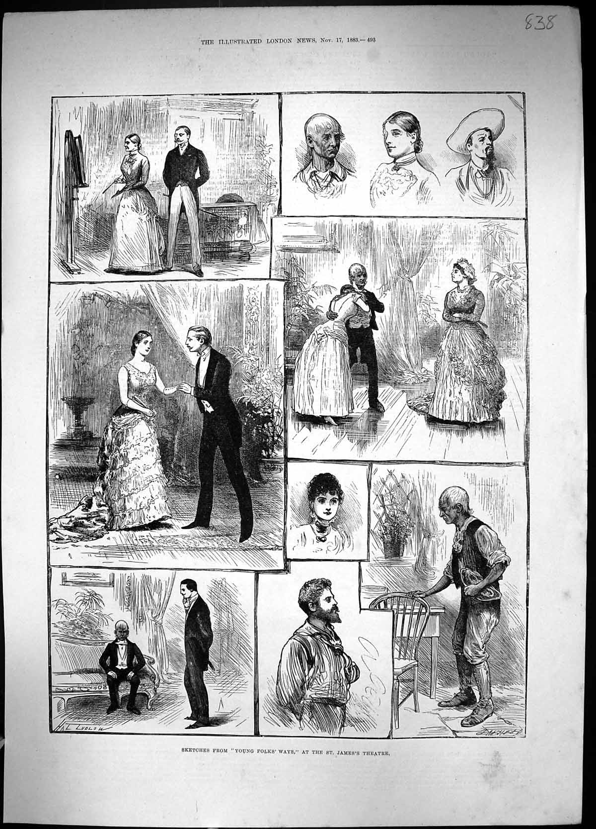 Old 1883 Young Folks Ways James'S Theatre Red Star Line Steam Ship We 19th