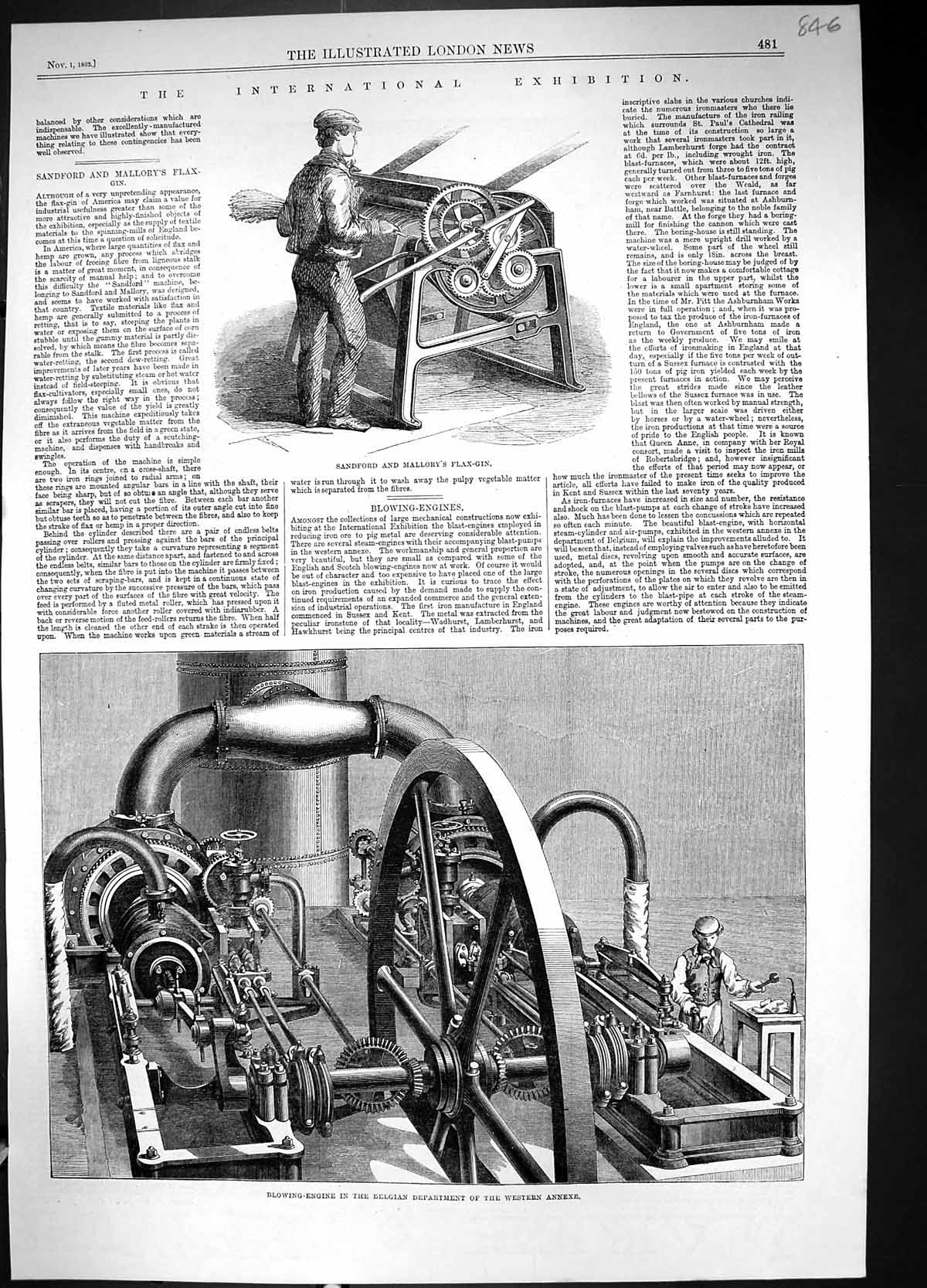 Old 1862 Sandford Mallory Flax-Gin Blowing-Engine Pianoforte AllisonVictorian