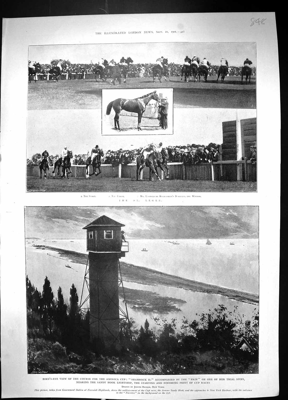 Old 1901 St. Leger Horse Racing America Yacht Shamrock Erin King Alfr 20th