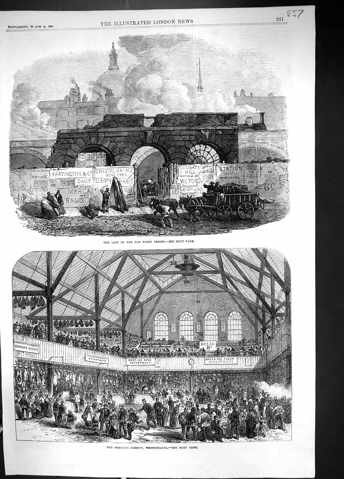Old 1868 Fleet Prison People'S Market Whitechapel Testimonial NelsonVictorian