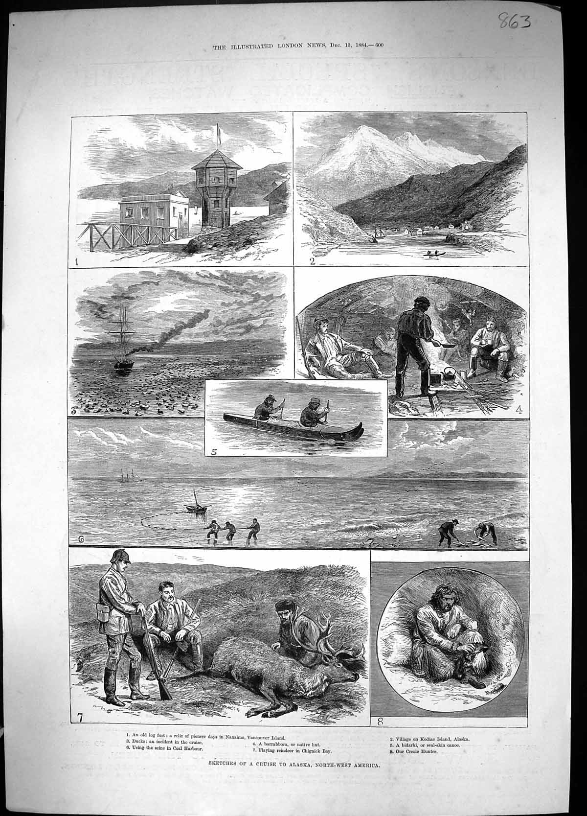 Old 1884 Alaska America Barrabbora Reindeer Chignick Kodiac Creole Hu 19th