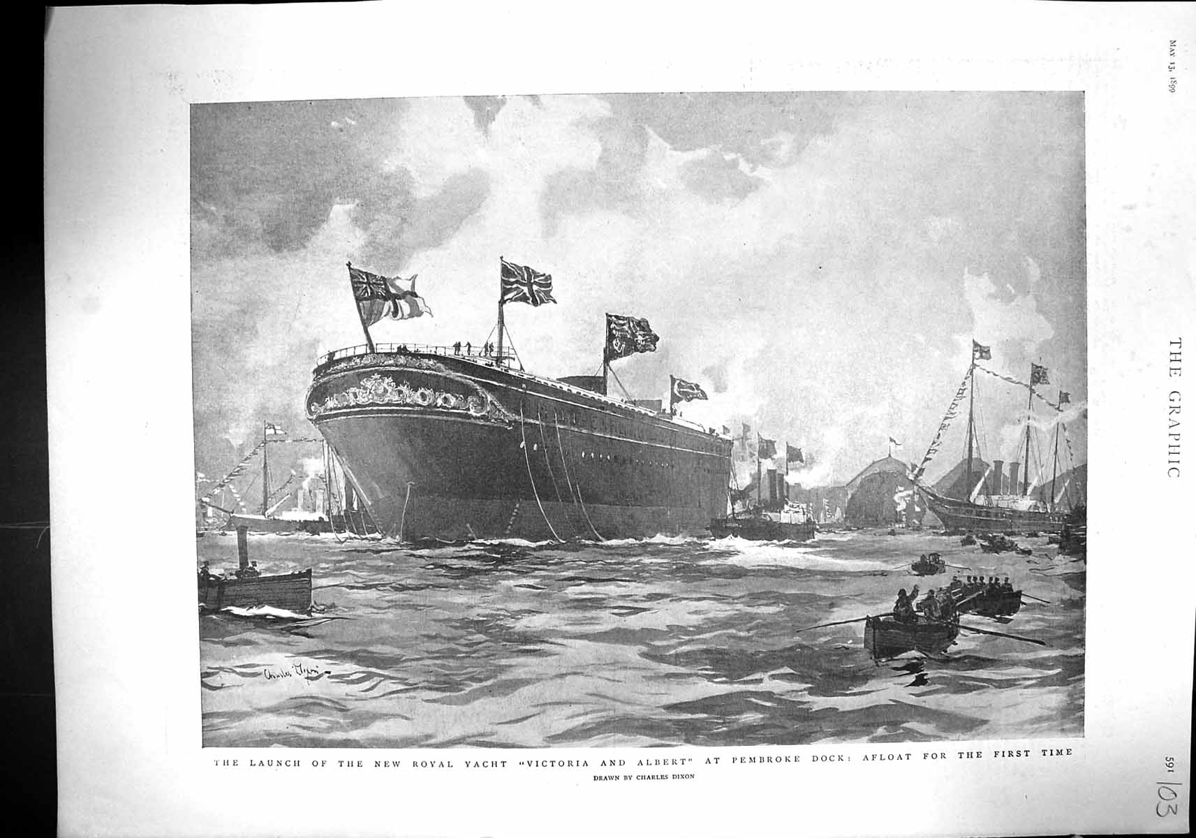 Old 1899 Launch Royal Yacht Victoria Albert Pembroke Ship Gibraltar M 19th