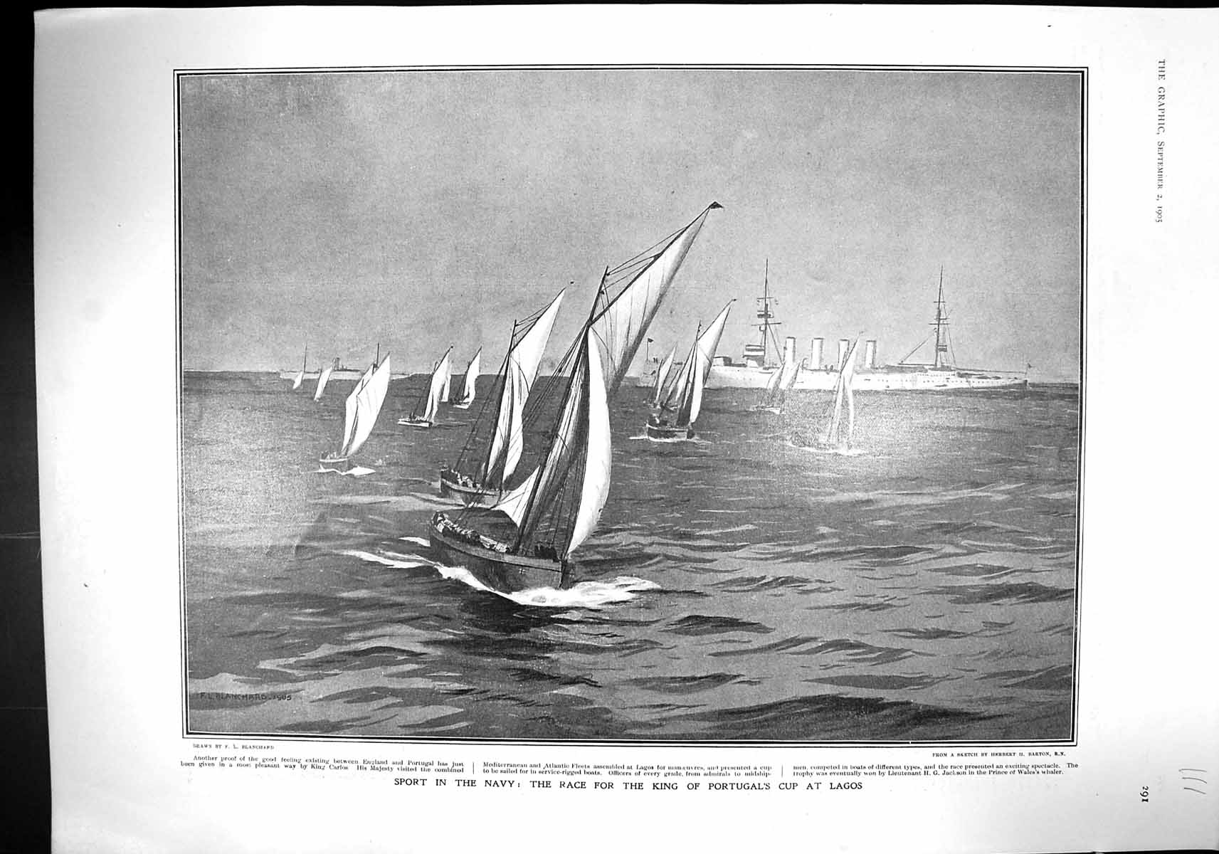Old 1905 Sport Yacht Race King Portugal Cup Lagos Montague Gerard Sto 20th