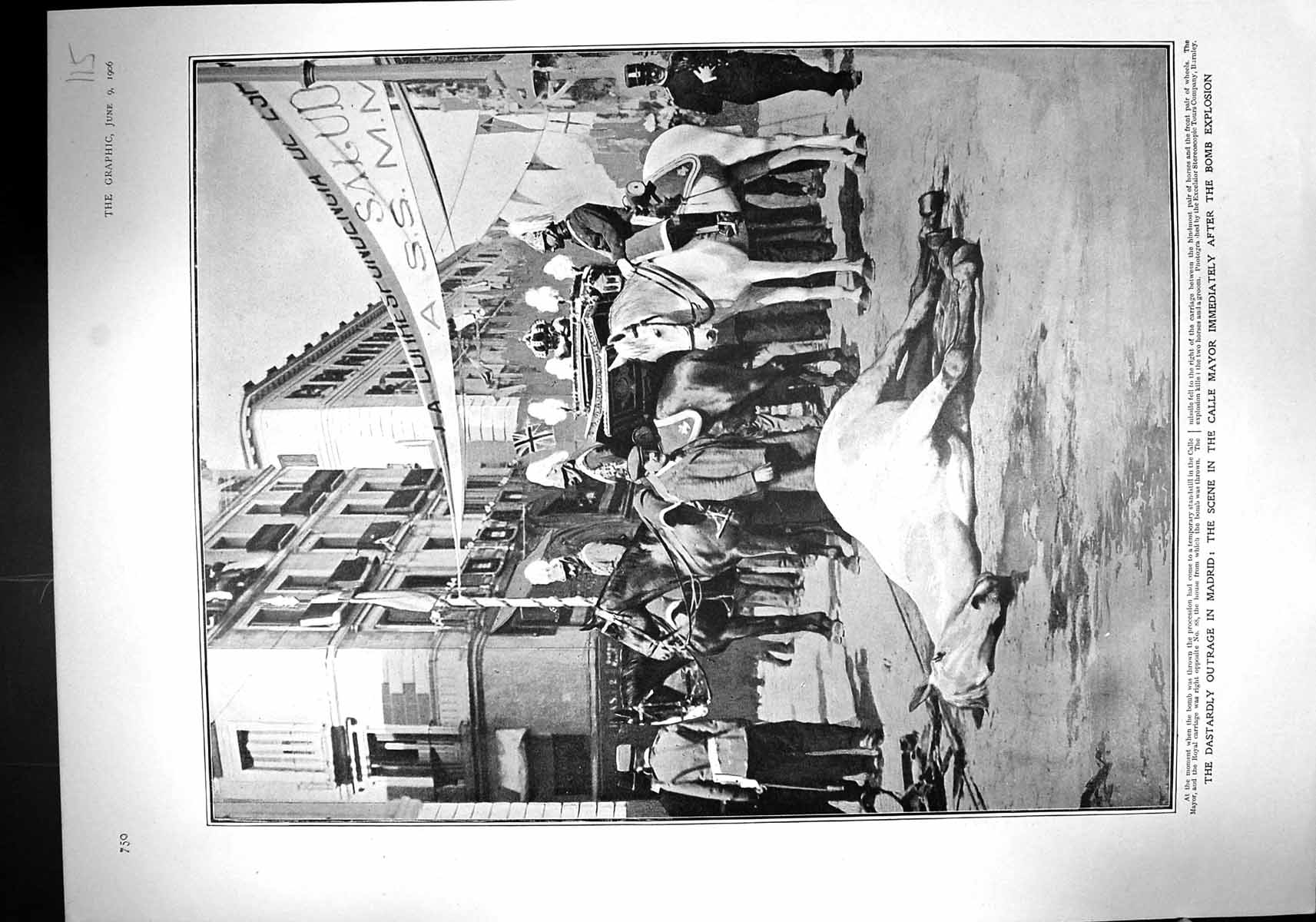 Old 1906 Bomb Explosion Madrid Spain Calle Mayor Dead Horse King Proc 20th