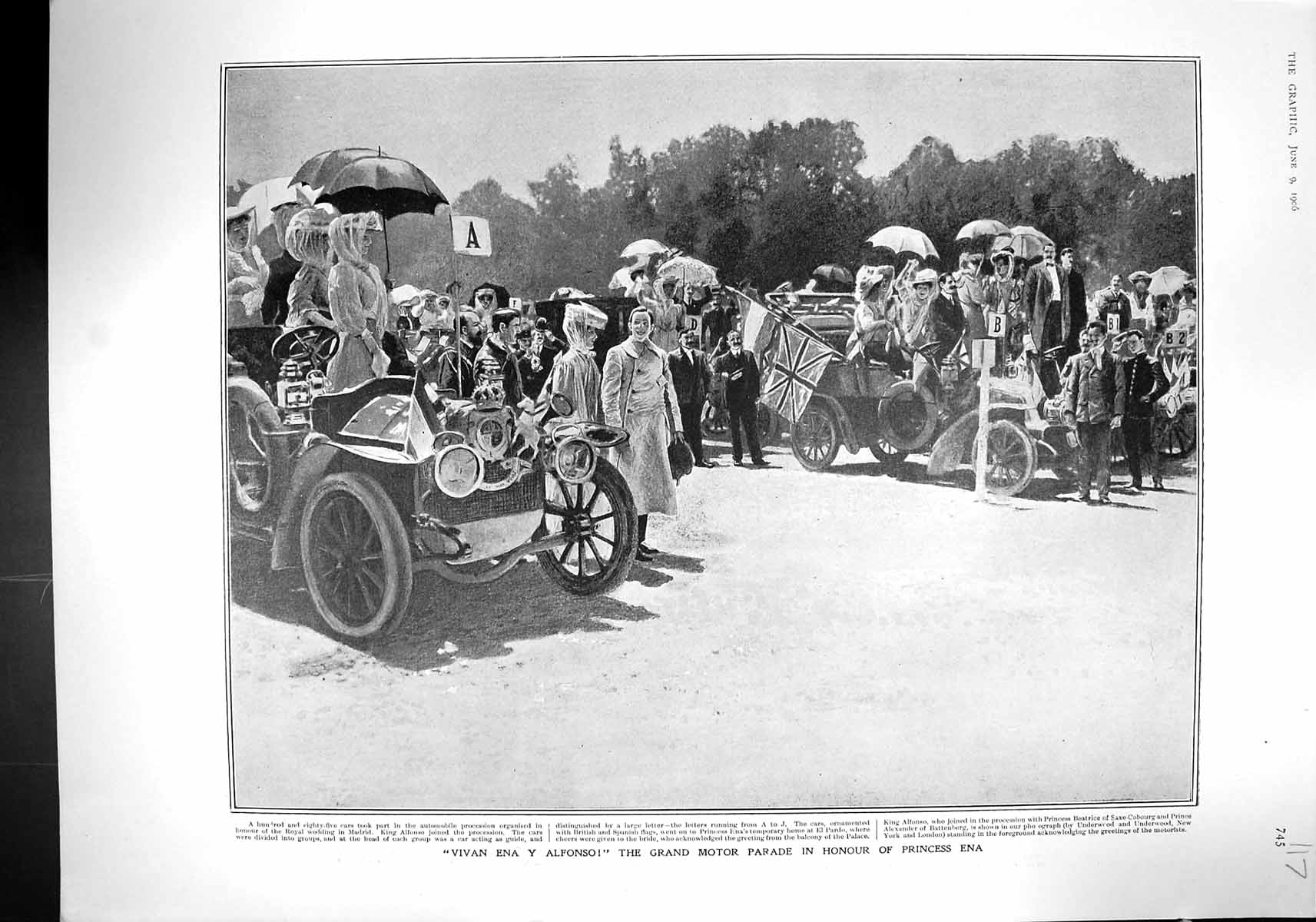Old 1906 Motor Parade Princess Ena King Alfonso Queen Victoria Church 20th