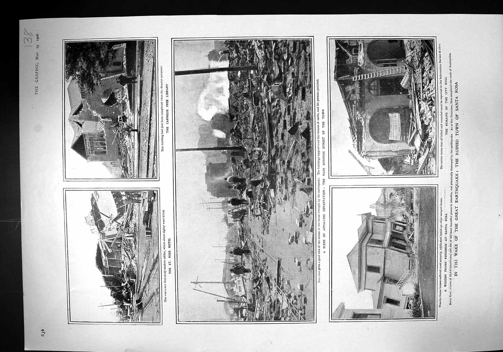 Old 1906 Earthquake Santa Rosa Rose Hotel Carnegie Library Chaberlain 20th