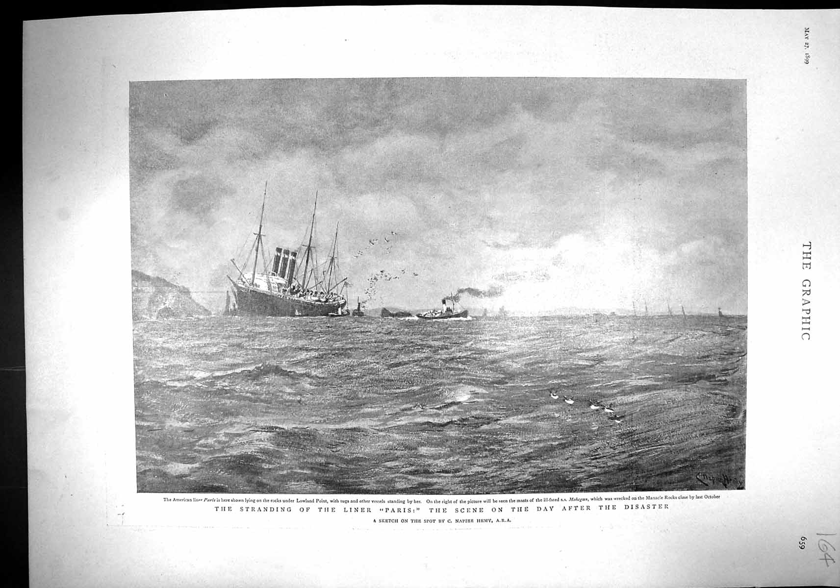 Old 1899 Strading Liner Ship Paris Lowland Point Kensington Palace Vi 19th