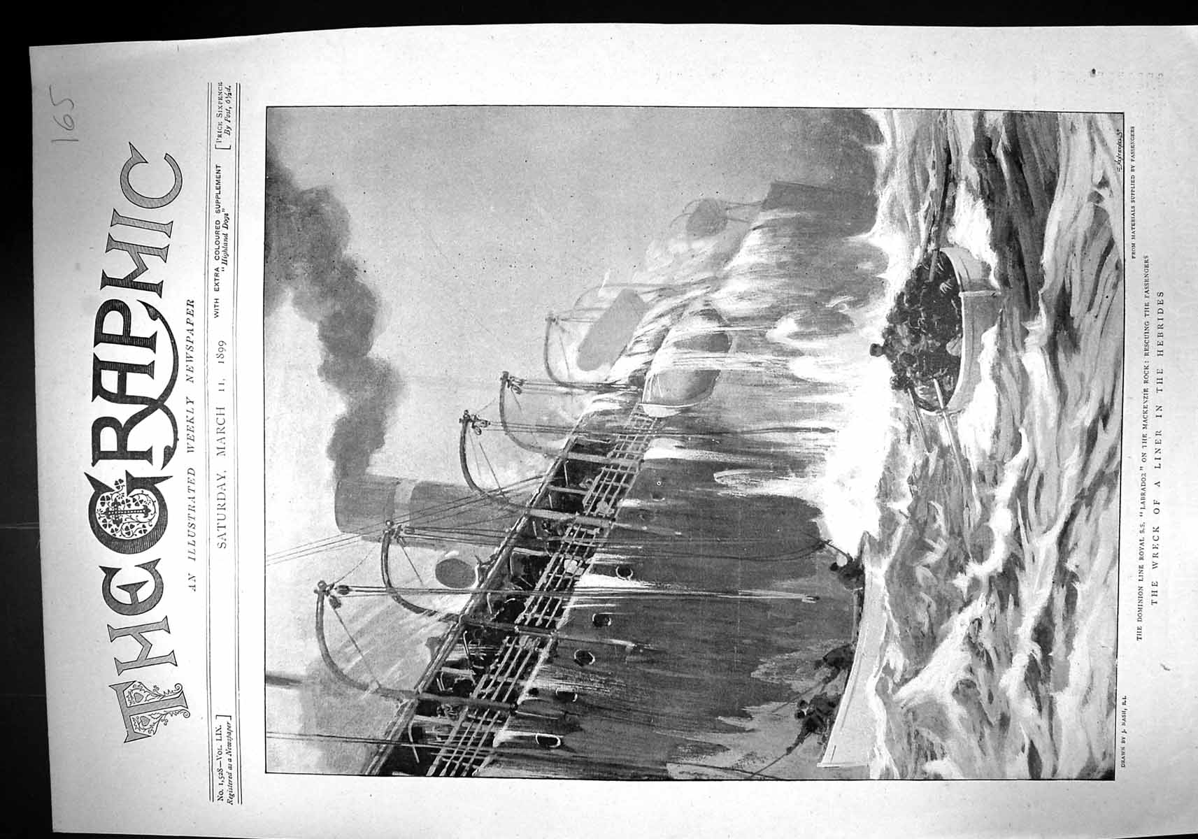 Old 1899 Ship Wreck Liner Hebrides Labrador Mackenzie Rock War Philip 19th