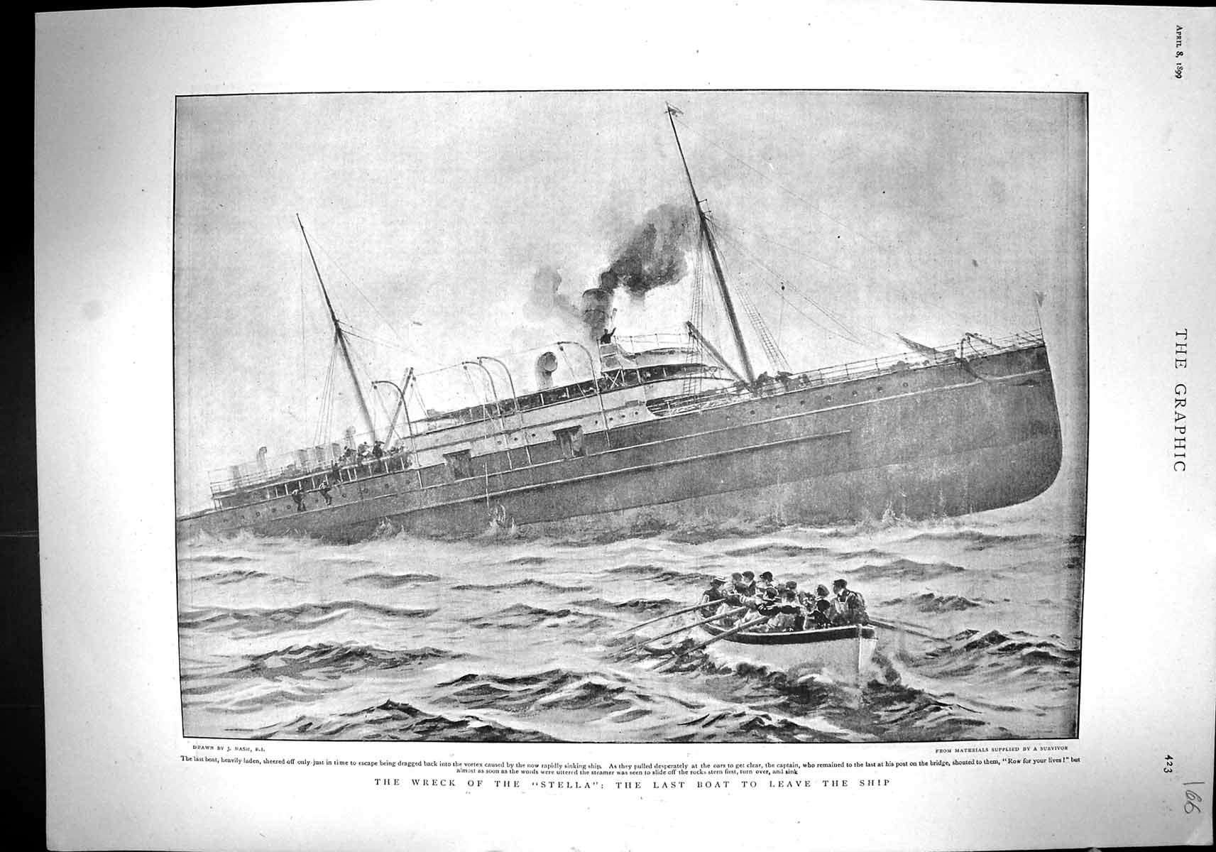 Old 1899 Ship Wreck Stella Life-Boat Survivors Vera Captain Women Chi 19th