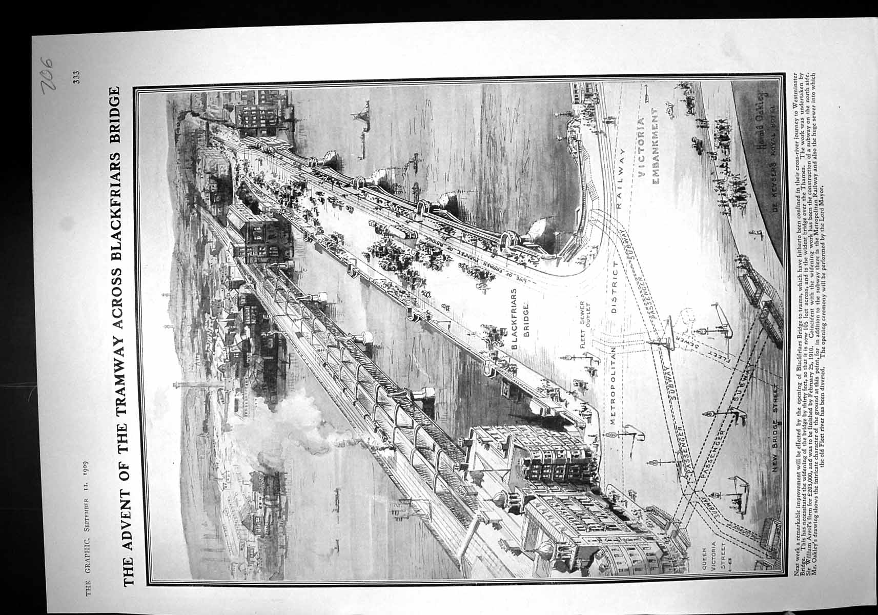 Old 1909 Tramway Blackfriars Bridge London Criterion Theatre Lang Hen 20th